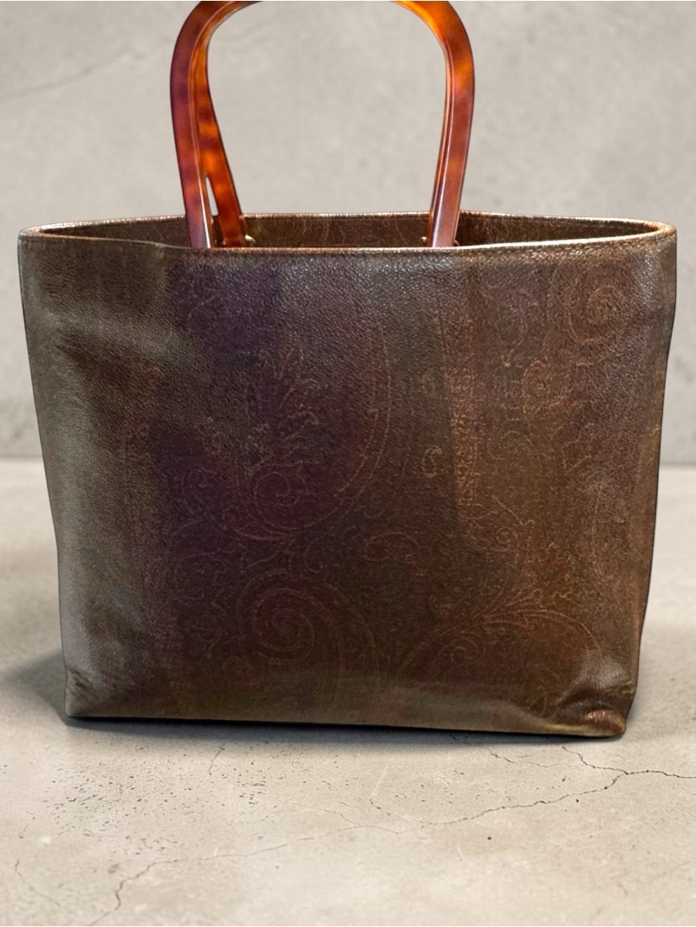Etro Bordeaux Paisley PVC Tote Handbag With Zipper Pouch Italy - Picture 4 of 15